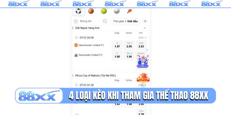 4 loại hình kèo xanh chín khi tham gia thể thao 88XX