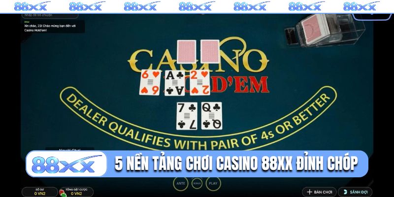 5 nền tảng chơi casino 88XX đỉnh chóp