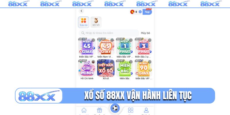 Xổ số 88XX vận hành liên tục, đảm bảo minh bạch